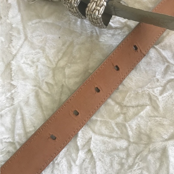 Vintage Street Works Leather Belt Green Quilted Silver Woven Buckle M main image 7